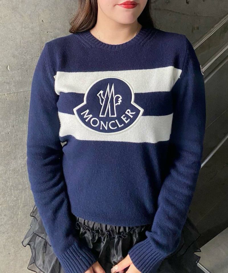 モンクレール　スプリングジャケット　ワッペン　ボーダー　ネイビー　フード付き MONCLER JPタグ 2021年 モンクレール COLONSAY 白ワッペン ロゴ
