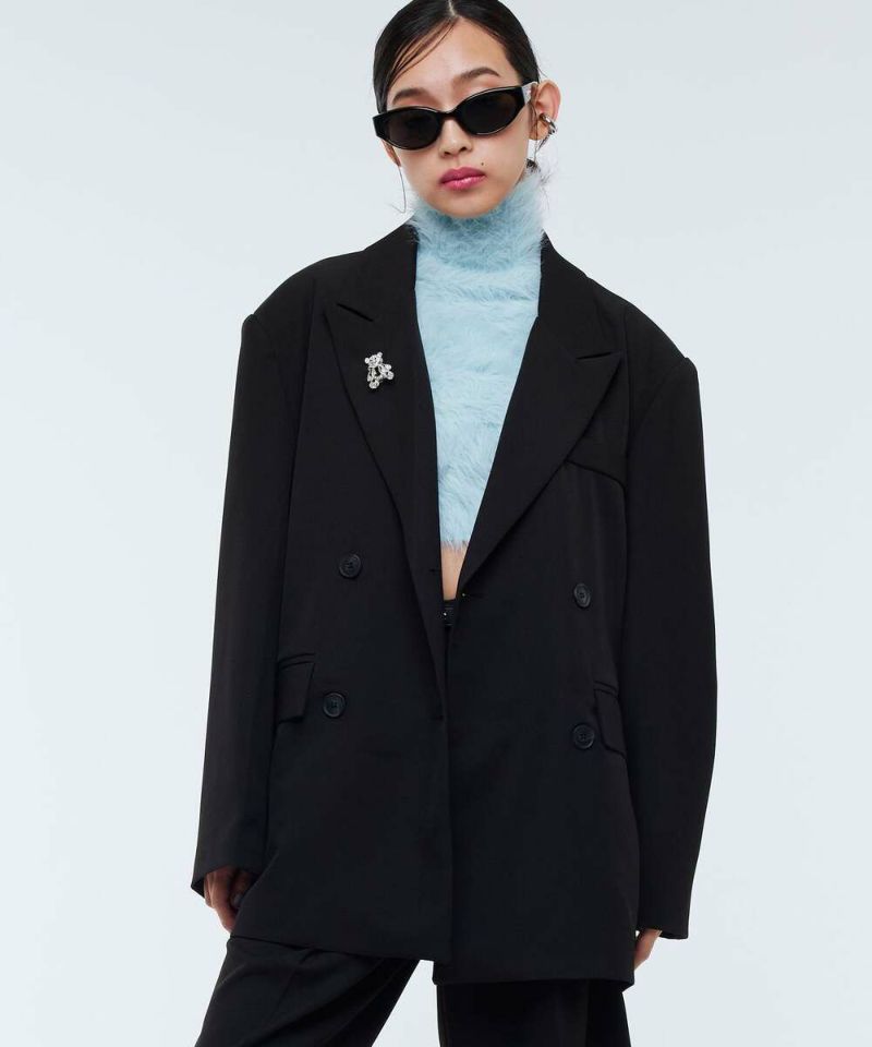 SINSS ダブルテーラードジャケット ブラック　Mサイズ　ブローチ付き SINSS（シンス）の「Double tailored jacket / ダブルテーラード