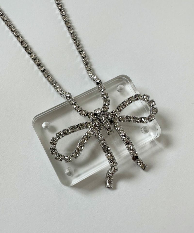 リボンビジューネックレス