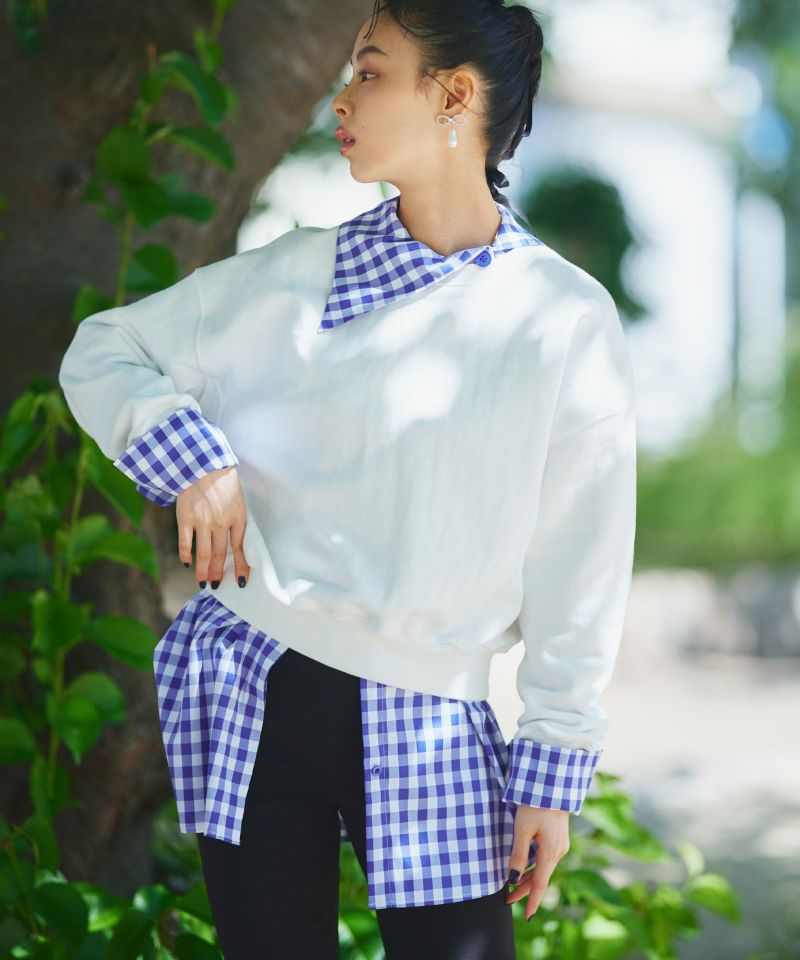 NINA RICCI プルオーバーブラウス　チェニック　チェック　シャツ NINA RICCI プルオーバーブラウス チェニック チェック シャツ