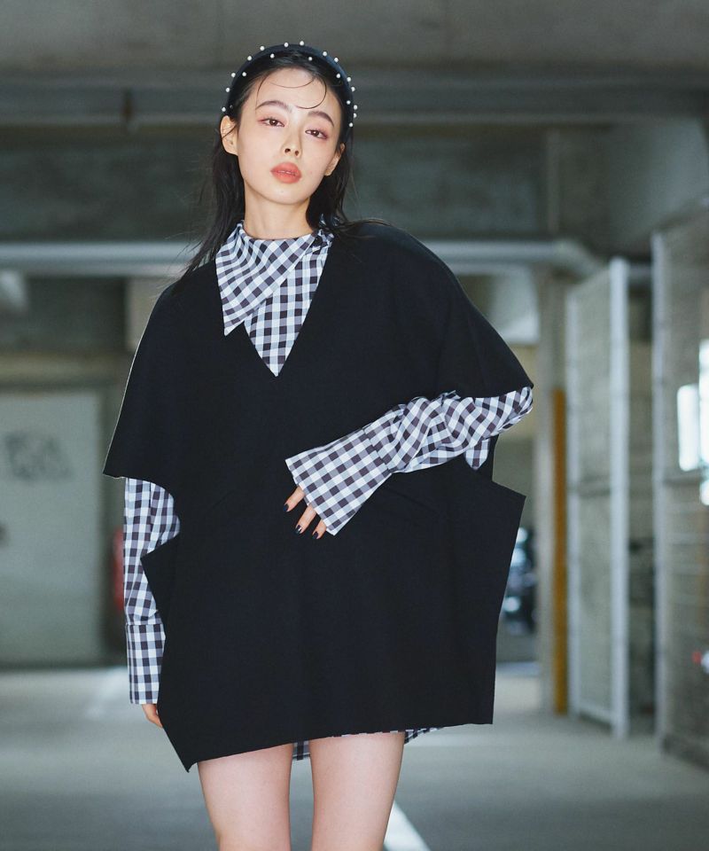 ADAWAS LILY EMBROIDERY Vネックベスト ADAWAS ベスト ジレ ADAWAS/アダワス LILY EMBROIDERY V-NECK