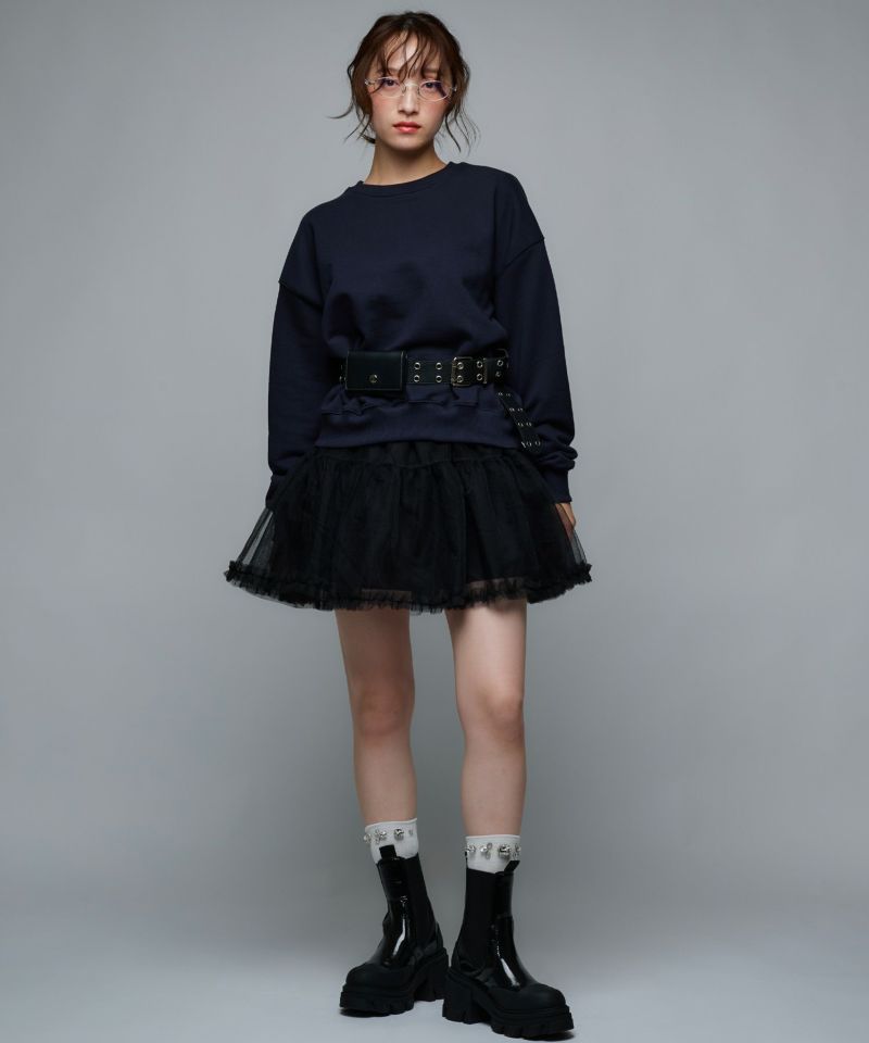 alice auaa フリル付き黒ミニスカート チュールミニスカート | Narcissus WEB STORE