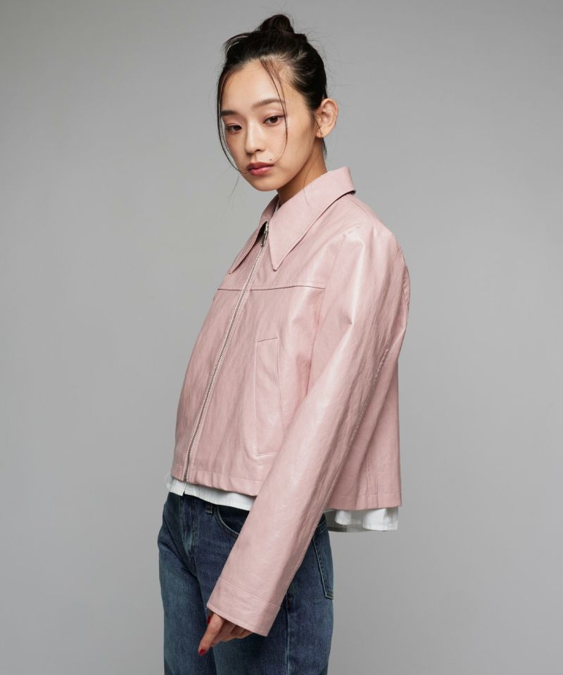 Narcissus〝美品〟フェイクレザージャケット F ライダースジャケット レザージャケット 革ジャン レディース 本