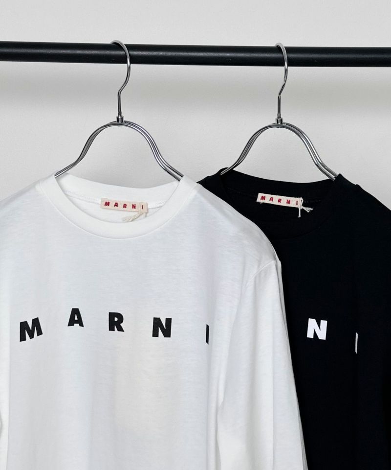 MARNI マルニ　ロゴプリントTシャツ アイボリー コットンクルーネックTシャツ、マルニロゴプリント