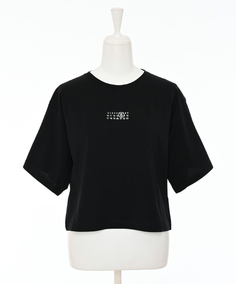 【希少モデル】MM6☆センターロゴTシャツ クロップド丈 ショート丈 筆記体 希少モデル】MM6☆センターロゴTシャツ クロップド丈 ショート丈