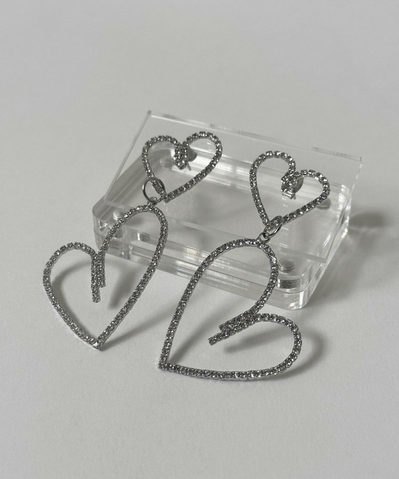 ビジューＷハートピアス