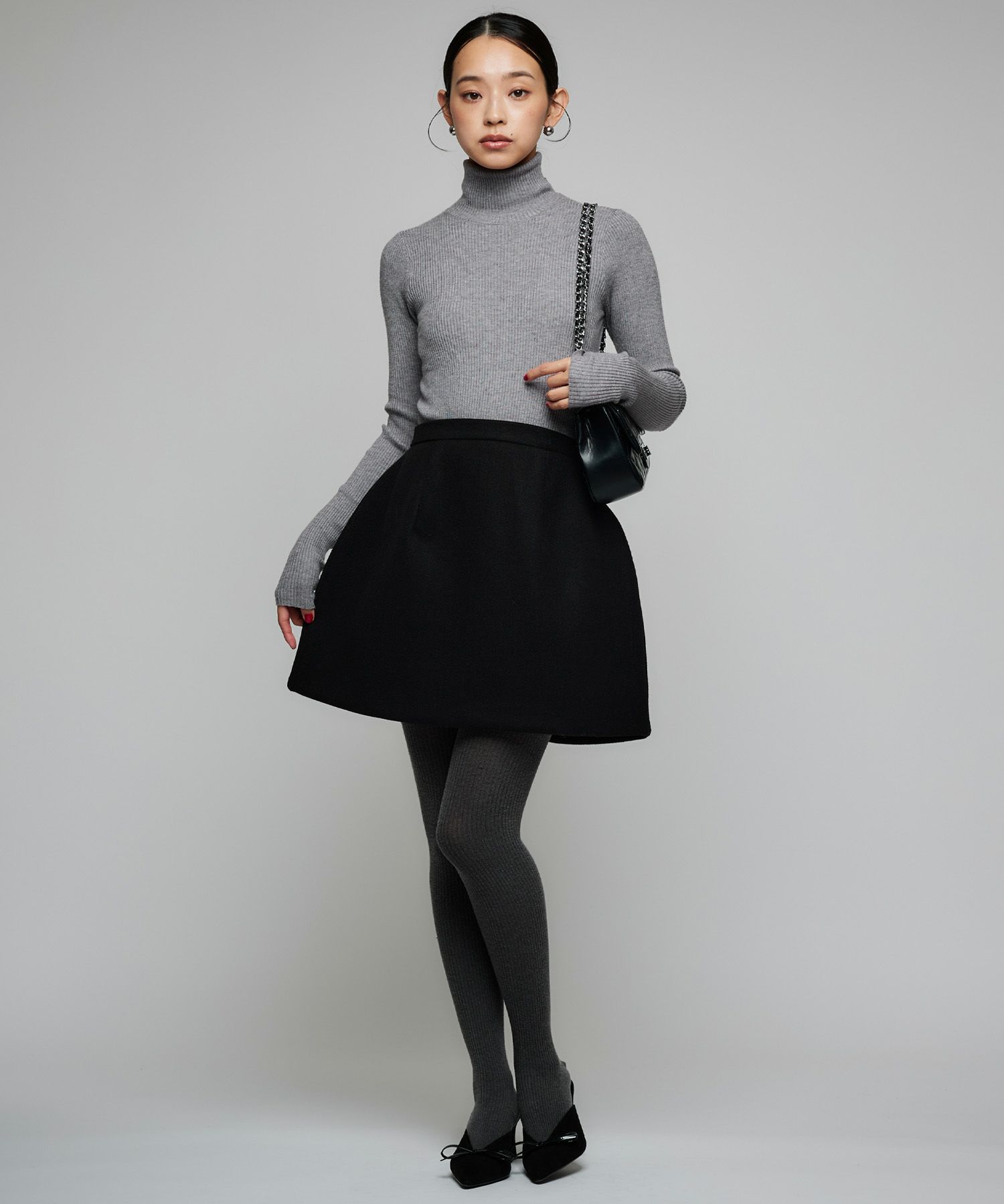 mtmodelist ウールナイロン ミニスカート/ブラック ウールナイロン ミニスカート｜mtmodelist(エムティーモデリスト)｜Ron