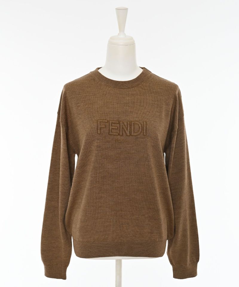 Fendi ロゴニットセーター ネイビー/ベージュ Fendi ロゴニットセーター 長袖 ネイビー - メルカリ