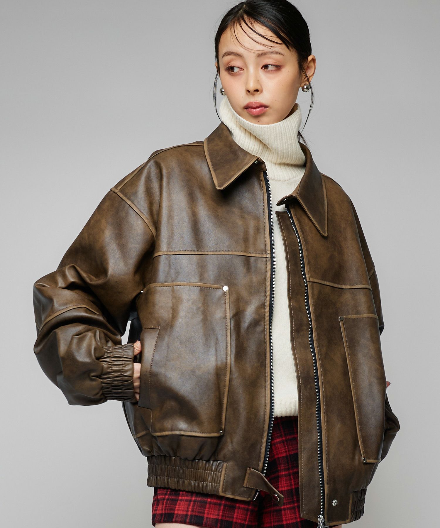 Narcissusレザーブルゾンジャケット