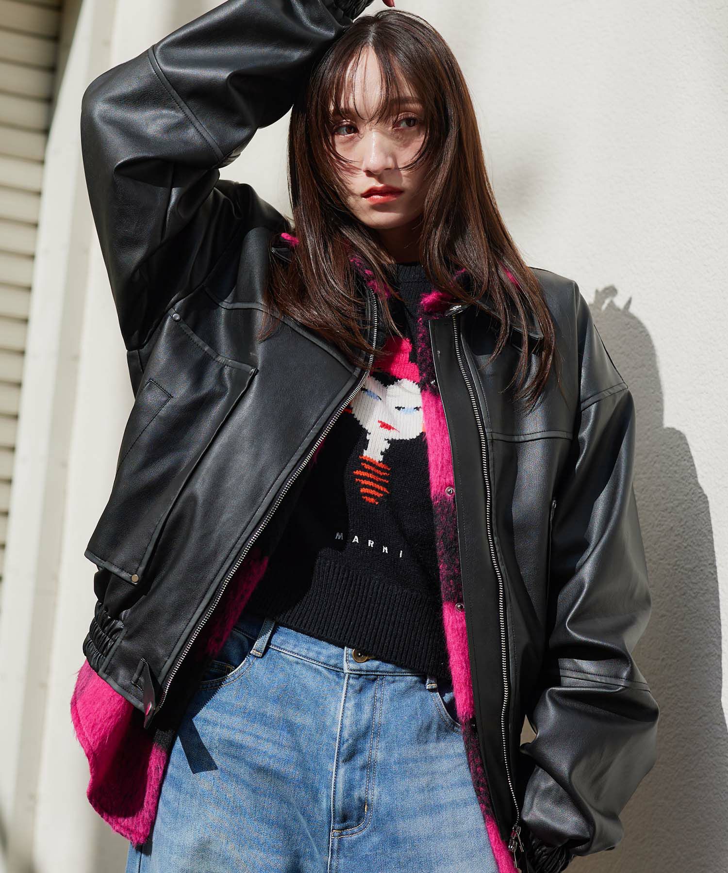 Narcissusレザーブルゾンジャケット